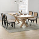 Westice Rattan Dining Chairs Set of 2, Farmhouse Natural Dining Room Chairs with Upholstered Cushion, Wood Armless Chairs for Kitchen/Restaurant, Black by CozyNest Decor