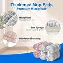JOYMOOP Mop Replacement Pads, Reusable Microfiber Mop Pads for 13-inch Flat Mop and Mop Bucket Set, Pack of 6 Refills - Pink, Grey and Stripe by CozyNest Decor