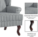 Accent Chair, High Back Upholstered Armchair with High Resilience Sponge & Wood Legs, Mid-Century Modern Comfy Single Sofa Reading Chairs for Living Room, Bedroom (Stripe Grey, Set of 1) by CozyNest Decor