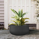 Kante 11.8" Dia Round Concrete Planter, Cement Plant Pots with Drainage Hole and Rubber Plug for Outdoor Indoor Garden Home, Modern Curvaceous Design, Black by GreenHaven Gardens