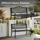 PHI VILLA 50" Outdoor Garden Patio Metal Bench for Outdoors with Plastic Backrest Armrests Sturdy Steel Frame, Black by GreenHaven Gardens