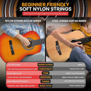 Pyle 36'' -Inch 6-String Classic Guitar-3/4 Size Scale Guitar with Digital Tuner & Accessory Kit, Sunburst, Right, 7 Cherry Burst, Gloss, 36” (PGACLS82CS.X9) by TinyTreasures Baby Boutique