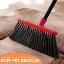 Small Broom Stiff Bristles Brush with Long Handle Indoor or Outdoor Compact Broom for Sweeping Patio Garage Garden,Deck,Concrete Floor,Bathroom (Red) by CozyNest Decor