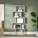 White 5-Tier Geometric Bookcase, S-Shaped Modern Bookshelf Set of 2, 62.6" Tall Room Divider Book Shelf, Decorative Display Shelf by CozyNest Decor