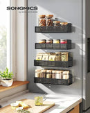 SONGMICS Magnetic Spice Rack for Refrigerator, Set of 4, 2 Large and 2 Small Kichen Magnetic Shelves for Microwave, Washing Machine, Spice Organizers, No Drilling Needed, Ink Black UKCS061B01 by CozyNest Decor
