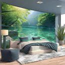 BSFHH Nature Tapestry Forest Tree Sea Cave Wall Hanging, Stream Through Rainforest Landscape Wall Art Tapestry for Bedroom Living room (Lake View, 79"×59", Unframed) by CozyNest Decor