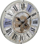 Unique Moving Gear Large Wall Clock 21inch-Battery Powered. Retro Industrial Steampunk Country Farmhouse Decor for The Living Room Kitchen Bars cafes Offices(whith/metal/21) by CozyNest Decor