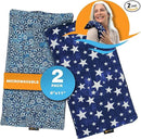 SunnyBay Small Microwave Heating Pad, Microwavable Versatile Cold/Heated Neck and Shoulder Wrap for Back Pain and More, Moist Heat Cotton-Fleece Pad, 6x11 Inches, Blue Star and Royal Flower, Pack of 2 by CozyNest Decor