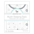 Amazing Baby Cotton Muslin Sleeping Sack, For Baby Boy or Girl, Wearable Blanket with 2-way Zipper, Stars, Sterling, Large (12-18 Month) by TinyTreasures Baby Boutique