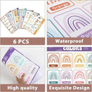 Educational Preschool Placemats for Kids Set of 6 Boho Toddler Plastic Placemat Reusable Washable Children Montessori Eat Table Mat for Homeschool Nursery Kindergarten Classroom Dining Table by CozyNest Decor