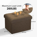 LINMAGCO Ottoman Storage Ottoman with Storage Small Foot Rest Stool Under Desk Stool Short Folding Footrest Linen Cloth Brown 16X12X12IN by CozyNest Decor