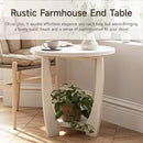 Rustic Farmhouse end Table X 2P with Storage Shelf, French Country Accent Side Table for Family, Dinning or Living Room, Small Spaces, Modern, Round, White by CozyNest Decor