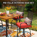 PHI VILLA 36"X36" Outdoor Metal Counter Height Table with 1.57" Umbrella Hole, Square Table with Teakwood-Brown Table Top and Black Table Legs for Outdoor and Indoor by CozyNest Decor