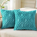 decorUhome Fall Throw Pillow Covers 24x24 Inch Set of 2, Soft Plush Decorative Faux Fur Turquoise Solid Couch Pillow Covers, Accent Farmhouse Neutral Square Euro Pillow Cases for Sofa Bed Living Room by CozyNest Decor