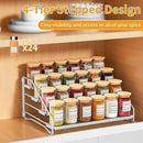 RCHYFEED 4 Tier Spice Rack Organizer, Spice Organization for Cabinet,Pantry, Countertop,Tiered Spice Rack Easy Visibility,Depth Expandable Seasoning Shelf for Kitchen Cabinet Organizer,Silver by CozyNest Decor