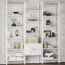 70x78 “ Triple 6 Tier Book Shelf, Industrial Large Bookcase with Storage Cabinet, Tall Bookshelf with 16 Open Display Shelves Metal Frame Furniture for Living Room Bedroom Home Office White by CozyNest Decor