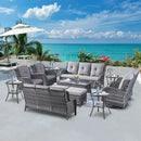 Wicker Patio Furniture Sets - 13 Piece Outdoor Rattan Furniture Conversation Sets with 4 Swivel Rocker Chairs, 2 Rattan Sofas, Wicker Ottomans and Coffee Table, Mixed Grey/Grey by GreenHaven Gardens