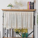 Sutuo Home Boho Sheer Curtain Valance Crochet Lace with Bohemian Hollow Knitted Handmade Tassels, Short Farmhouse Window Treatment for Kitchen Cafe, Rod Pocket, 1 Panel 59" W x 18" L, Beige by CozyNest Decor