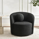 KINWELL Sherpa Swivel Barrel Chair & Round Ball Pillow Set - 34" Wide Modern Boucle Accent Chair with 9” Matching Nordic Decorative Throw Pillow for Living Room and Bedroom(Black) by CozyNest Decor