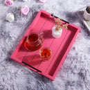 Ottoman Tray | Coffee Table Tray Decorative, Serving Tray with Handles - 17x13 Inch Wood Tray for Coffee Table Tray - with 4 Wooden Coasters -Tray for Ottoman, Breakfast by CozyNest Decor