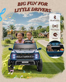 Licensed Ford F-150 Raptor 2 Seater Ride on Car for Kids, 24 Volt Ride on Toys for Boys w/Remote Control, Kids Electric Car w/LED Lights, Bluetooth, Truck Bed Storage, Soft Start (Blue) by TinyTreasures Baby Boutique