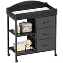 Changing Table Dresser, Baby Dresser with 3 Fabric Drawers and 2 Shelves, Multi-Functional Baby Changing Table with Pad, Classic Nursery Dresser, Diaper Changing Station for Nursery, Black by TinyTreasures Baby Boutique