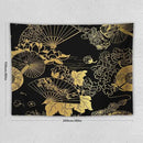 HZOHNAGO Japanese Tapestry Gold Flowers Umbrella Fan Pattern Printed Wall Tapestry Painting Wall Hanging for Bedroom Living Room Dorm 80" W x 60" H by CozyNest Decor