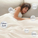 PHF Ultra Soft Waffle Weave Blanket Queen Size 90"x 90"- Washed Lightweight Breathable Cozy Woven Blanket for Bed - Aesthetic Decor for Couch Bedding Sofa Home Car - Coconut White by CozyNest Decor