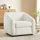 Modern Accent Chair for Living Room, Upholstered Armchair with Boucle Fabric, Single Sofa Chair with Solid Wood Legs, Boucle, White by CozyNest Decor