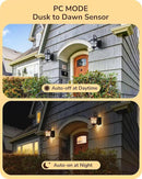 EDISHINE 2 Pack Dusk to Dawn Outdoor Wall Lights, Porch Lights with GFCI Outlet, Retro Black Outdoor Wall Lantern, Waterproof Outside Exterior Light Fixture for Front Door, Patio, Garage, E26 Socket