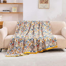 Boho Blanket Throw Quilt, 100% Cotton Soft Light Weight Throw Blankets for Summer, 60"x80" Farmhouse Flower Decorative Blankets, All Season Rustic Reversible Bohemian Throw Quilt by CozyNest Decor