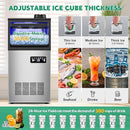 Commercial Ice Maker Machine 130Lbs/24H with 30Lbs Ice Capacity, 45Pcs Clear Ice Cubes Ready in 8-15Mins, Stainless Steel Under Counter Freestanding Large Ice Machine, 2 Water Inlet Modes by CozyNest Decor