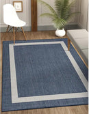 CAMILSON Outdoor Rug 10x14, Large Modern Outside Rugs for Patios Porches Waterproof Durable Washable Non-Shedding, Easy-to-Clean Indoor Outdoor Area Carpet (10 x 14, Bordered - Blue/White) by CozyNest Decor