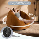Giant Bean Bag Swivel Chair for Adults - Comfy Plush Round Shell Soft Accent Chaise Lounge Indoor Chair, Oversized Cozy Floor Sofa for Living Room, Bedroom & Game Rooms, Orange by CozyNest Decor