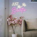 Just Breathe Neon Sign Dimmable Breathe Neon Signs Light Up Sign for Wall Decor LED Letters Neon Light by USB for Bedroom Yoga Studio Gym Reading Room(12.6 * 16.5In) by CozyNest Decor