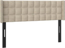 VECELO Headboard Queen Size, Linen Upholstered Headboards Only with Nailhead Trim Wingback, Square Stitched Design, Adjustable Height from 40" to 49.8", Oatmeal by CozyNest Decor