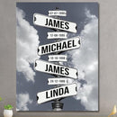 Personalized Father's Day Family Names Street Custom Multi-Name Date of Birth Vintage Street Sign Happy Fathers Day Poster Canvas Wall Art Best Gifts for Dad Husband from Daughter Son Wife Kids