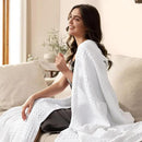 PHF Cooling Waffle Blanket Twin Size, Lightweight 60% Rayon Derived Bamboo & 40% Cotton Breathable Blanket for Hot Sleepers, Soft and Luxury for Bed Couch and Sofa, 66"x90", White by CozyNest Decor