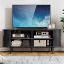 63" TV Stand with Power Outlet, Modern Media Console with Sliding Doors, Entertainment Center for TVs up to 60 Inch, Adjustable Shelves, Black by CozyNest Decor