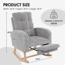 NIOIIKIT Nursery Rocking Chair, Corduroy Upholstered Rocking Chair with Adjustable Footrest, Tufted Rocker Chair with Side Pocket, Glider Rocker for Living Room, Bedroom (Gray Retro) by TinyTreasures Baby Boutique