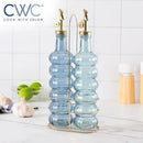 COOK WITH COLOR Glass Olive Oil Bottle Dispenser - 2 Pack- 17oz Oil and Vinegar Cruet - Olive Oil Carafe Decanter for Kitchen by CozyNest Decor