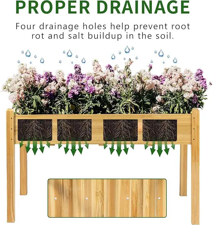 Premium Fir Wooden Raised Garden Bed with Four Legs for Backyard and Balcony Gardening,Suitable for Indoor and Outdoor use,49.5''×23.5''×30'', photo 5 of 8