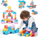 45 Pcs Soft Building Blocks for Toddlers 18M+, BPA - Free Sensory Toys, Montessori STEM DIY Construction Bricks, Safe Teething & Early Learning Toys, Creative Building Set for Baby Kids by TinyTreasures Baby Boutique