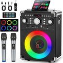 Karaoke Machine with 2 Wireless Microphones for Adults, Portable Bluetooth Party Speaker with Echo Adjustment, Singing Machine Support TWS/USB/TF Card/Guitar/TV Connected for Outdoor/Events etc by TinyTreasures Baby Boutique