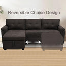 Naomi Home Transform Any Space: Sleeper Sectional Sofa with Convertible Sofa Bed & Inviting Chaise. Find Tranquil Comfort with Stress-Relieving Design & Durable Cushions - Espresso/Velvet by CozyNest Decor