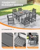 7 Pieces HDPE Outdoor Dining Set, Patio Dining Set with Umbrella Hole, All Weather Outdoor Dining Table Sets for 6, HDPE Patio Furniture Sets for Deck, Backyard, Lawn, and Poolside, Smoke Gray by CozyNest Decor