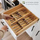 Premium Cutlery, Flatware, and Silverware Drawer Organizer – Slanted 3-Compartment Design with Labeled Slots, Non-Slip Feet, 100% Sustainable Bamboo, 2 Pack by CozyNest Decor