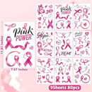 9 Sheets Breast Cancer Awareness Window Clings, 77 Kinds of Pink Window PVC Stickers for Pink Ribbon Decorations, Hope Fight Cancer Theme Windows Decals for Glass Home Decor Supplies by CozyNest Decor