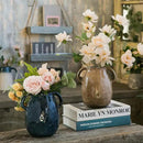 Brown Ceramic Vase with 2 Handles, Modern Farmhouse Decor, Rustic Terracotta Pottery, Decorative Flower Vases, Clay Small Vase, Centerpiece for Dining Table - 7 Inch Tall by GreenHaven Gardens