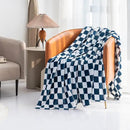 LOMAO Throw Blankets Flannel Blanket with Checkerboard Grid Pattern Soft Throw Blanket for Couch, Bed, Sofa Luxurious Warm and Cozy for All Seasons (Navy, 50"x60") by CozyNest Decor